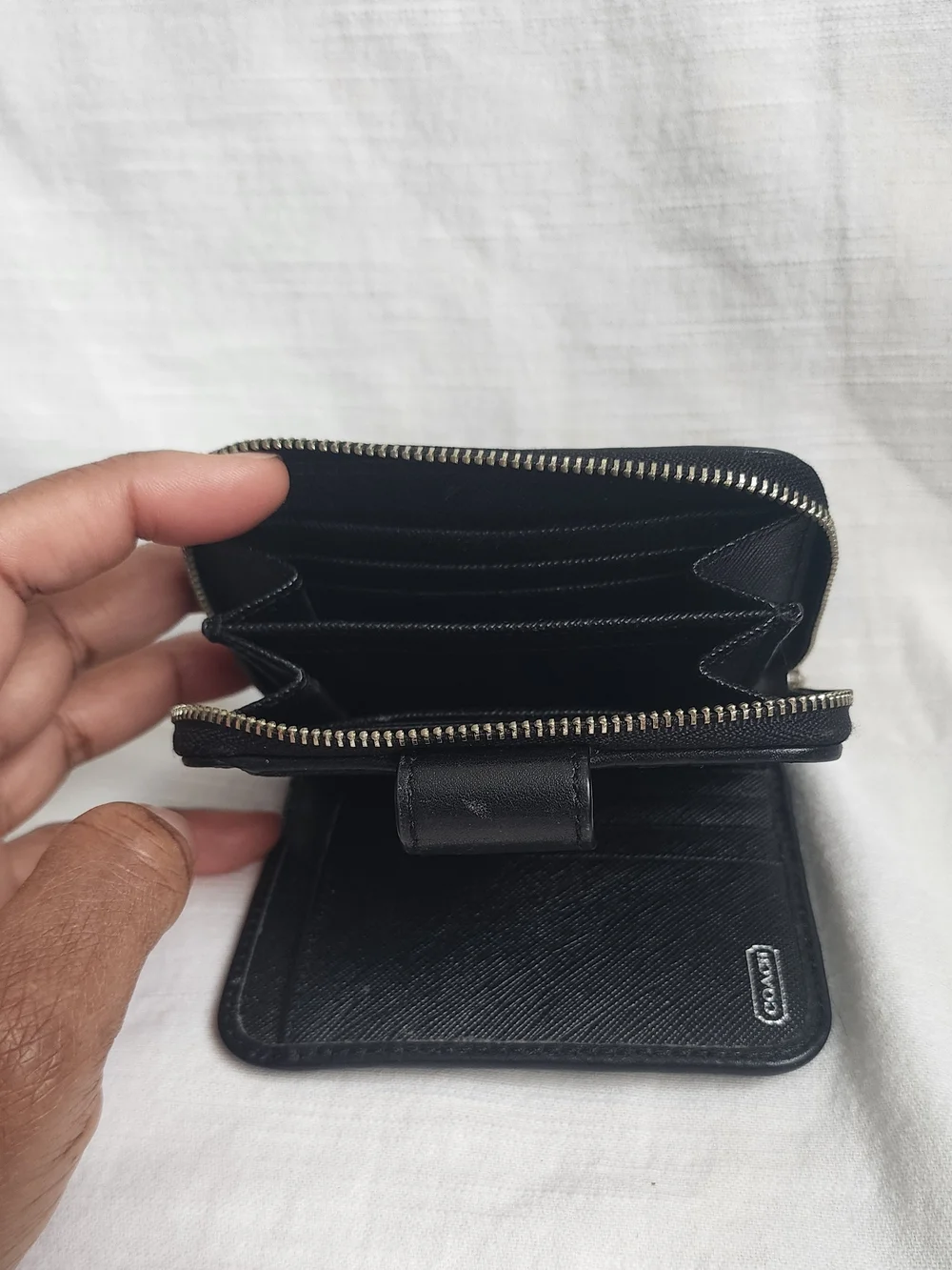 Coach Black/Charcoal Signature Zip Wallet